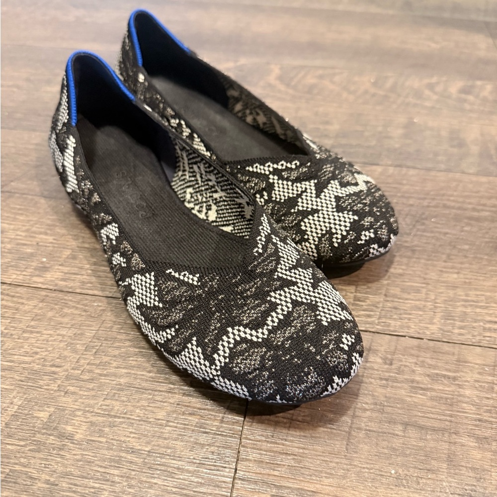 Rothy's Black and White Lace Flats